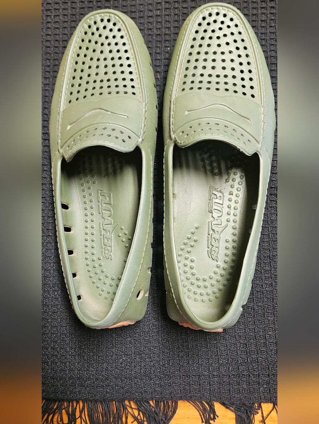 Unbranded Olive Green Men’s Boat Shoes - Slip-On Perforated Comfort